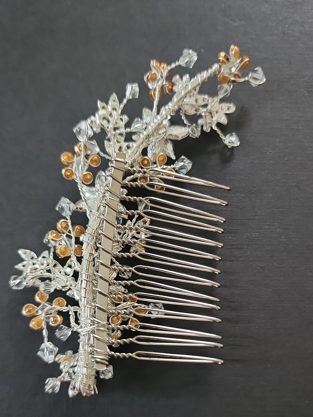 Silver Crystal Floral Bridal Wedding Hair Comb Rhinestone Hair Piece OS